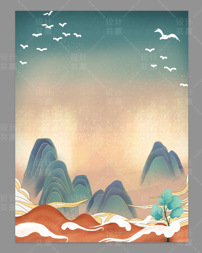 国潮风景背景